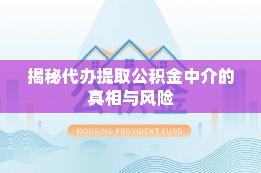 临澧揭秘代办提取公积金中介的真相与风险